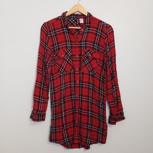 H&M Long Lightweight Flannel Plaid Shirt